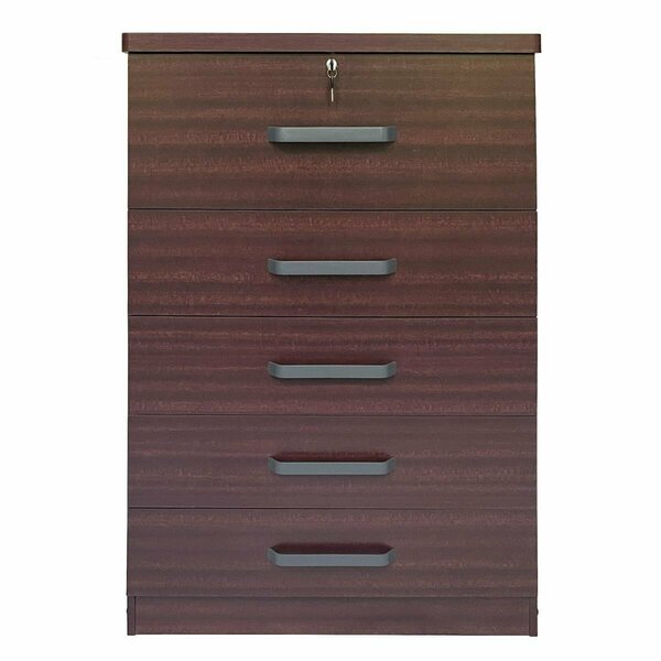 Better Home 15.25 x 31.5 x 47.5 in. Xia 5 Drawer Chest of Drawers - Mahogany 5970-XIA-MAH